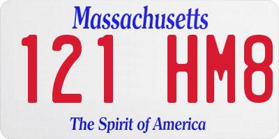 MA license plate 121HM8