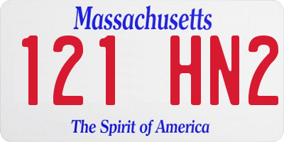 MA license plate 121HN2