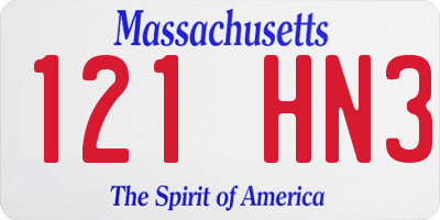 MA license plate 121HN3