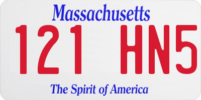 MA license plate 121HN5