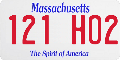 MA license plate 121HO2