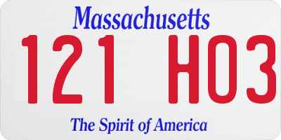 MA license plate 121HO3