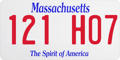 MA license plate 121HO7