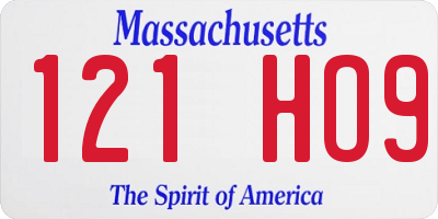 MA license plate 121HO9