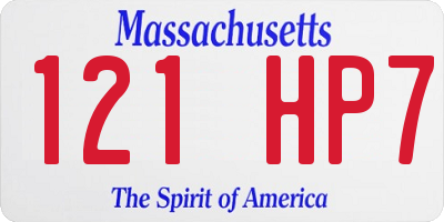 MA license plate 121HP7