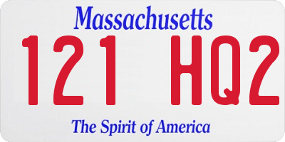 MA license plate 121HQ2