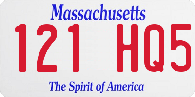 MA license plate 121HQ5