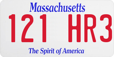 MA license plate 121HR3