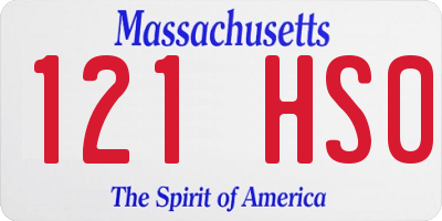 MA license plate 121HS0