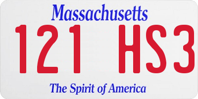 MA license plate 121HS3