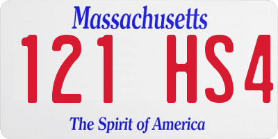 MA license plate 121HS4