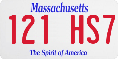 MA license plate 121HS7
