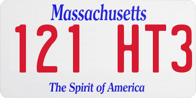 MA license plate 121HT3