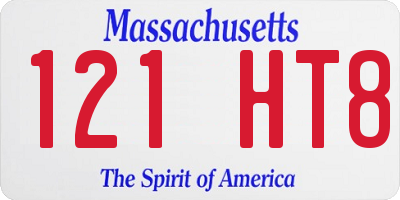 MA license plate 121HT8