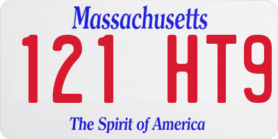 MA license plate 121HT9
