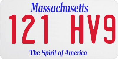 MA license plate 121HV9