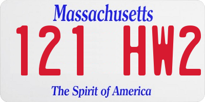 MA license plate 121HW2