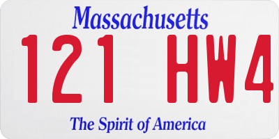 MA license plate 121HW4