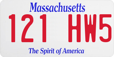 MA license plate 121HW5
