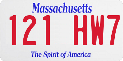 MA license plate 121HW7