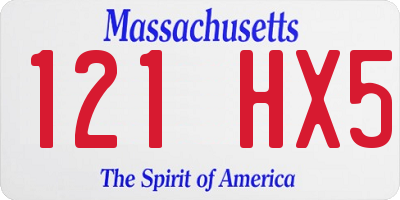 MA license plate 121HX5