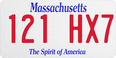 MA license plate 121HX7