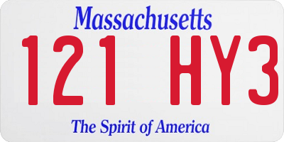 MA license plate 121HY3