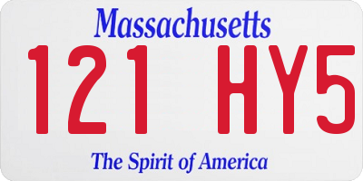 MA license plate 121HY5