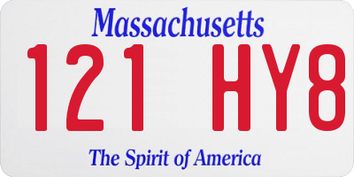 MA license plate 121HY8
