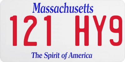 MA license plate 121HY9