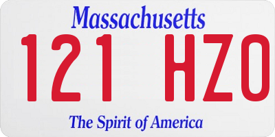 MA license plate 121HZ0