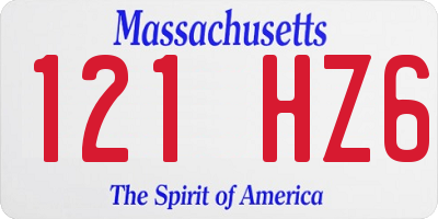 MA license plate 121HZ6