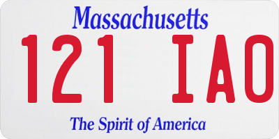 MA license plate 121IA0