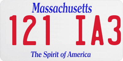 MA license plate 121IA3