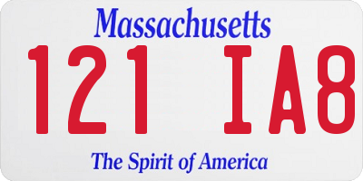 MA license plate 121IA8