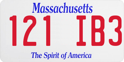 MA license plate 121IB3