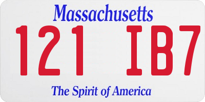 MA license plate 121IB7