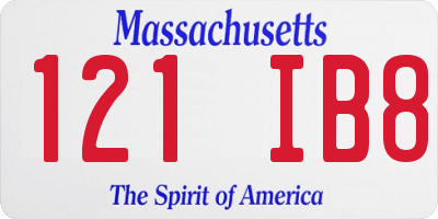 MA license plate 121IB8