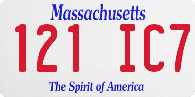 MA license plate 121IC7