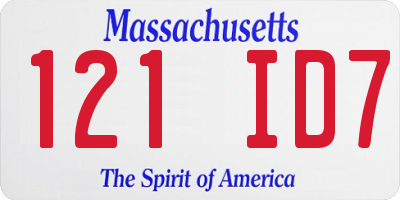 MA license plate 121ID7