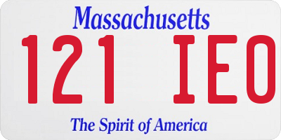 MA license plate 121IE0