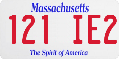 MA license plate 121IE2