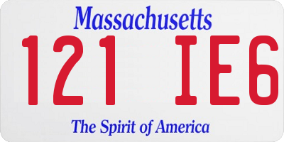MA license plate 121IE6