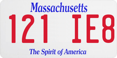 MA license plate 121IE8