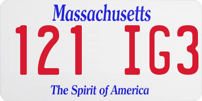 MA license plate 121IG3