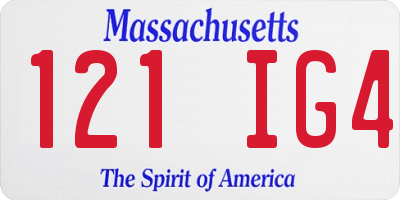 MA license plate 121IG4