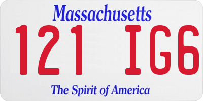 MA license plate 121IG6