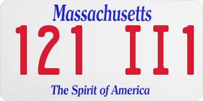 MA license plate 121II1