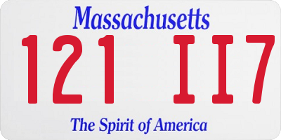 MA license plate 121II7
