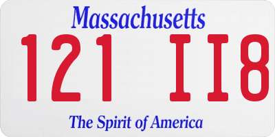 MA license plate 121II8